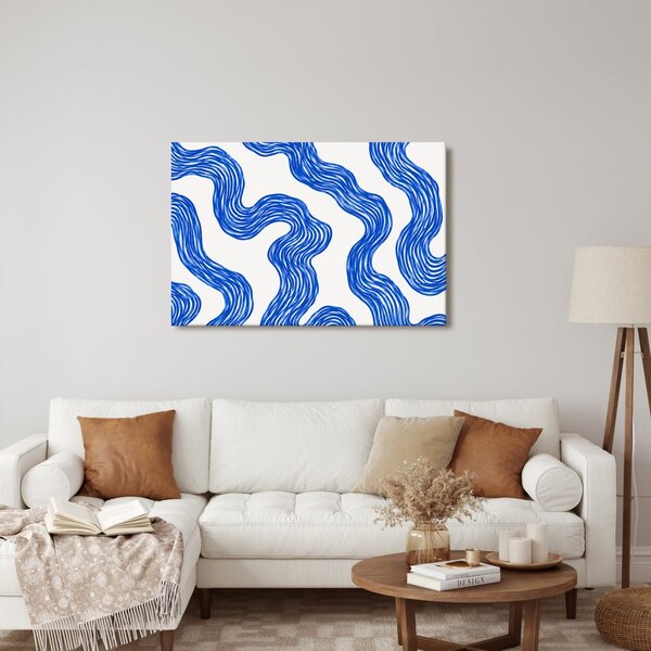 Quadro su tela – Curve astratte blu e fluide