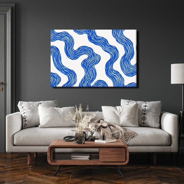 Quadro su tela – Curve astratte blu e fluide