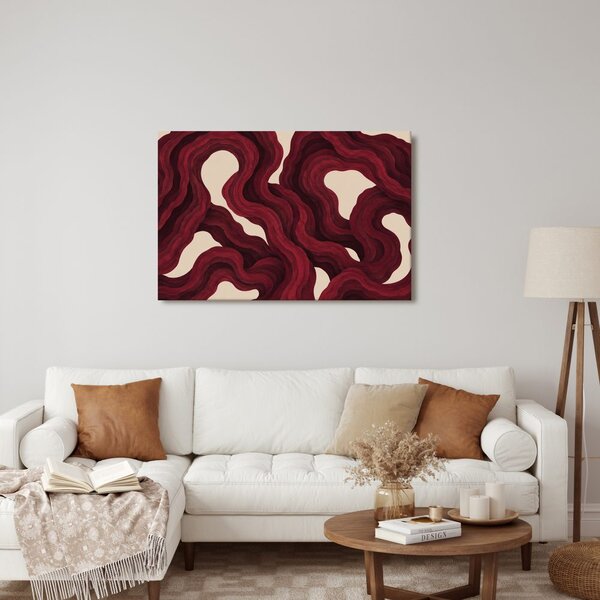 Quadro su tela – Linee organiche color cremisi