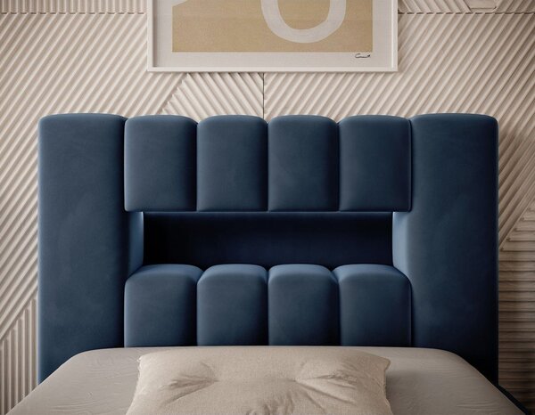 Letto singolo imbottito blu scuro con contenitore con rete inclusa 90x200 cm Lamica – ELTAP