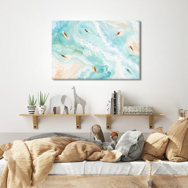 Quadro su tela – Surfisti sulle onde turchesi