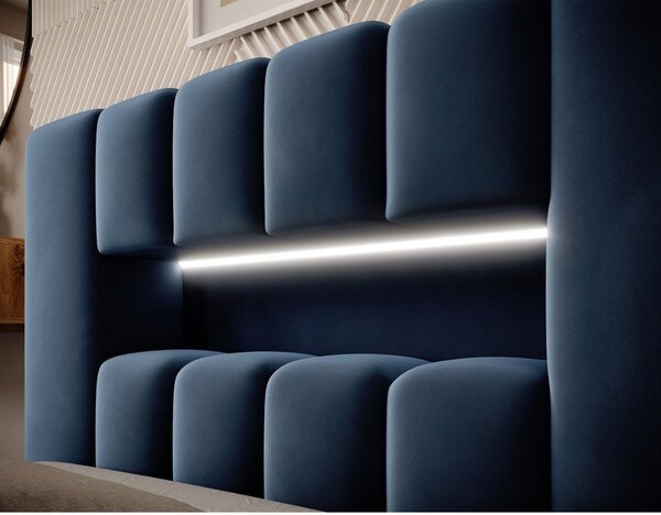 Letto singolo imbottito blu scuro con contenitore con rete inclusa 90x200 cm Lamica – ELTAP