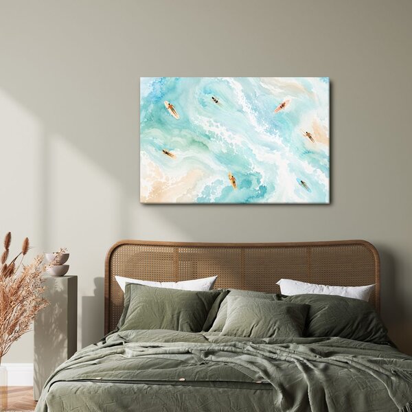 Quadro su tela – Surfisti sulle onde turchesi