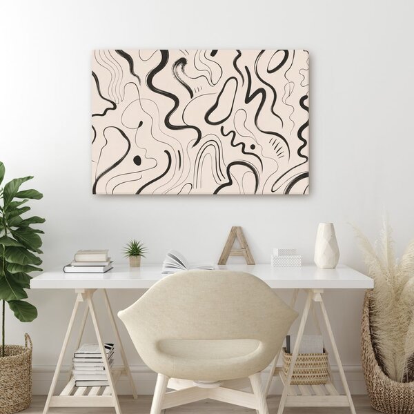 Quadro su tela – Flusso astratto di linee nere