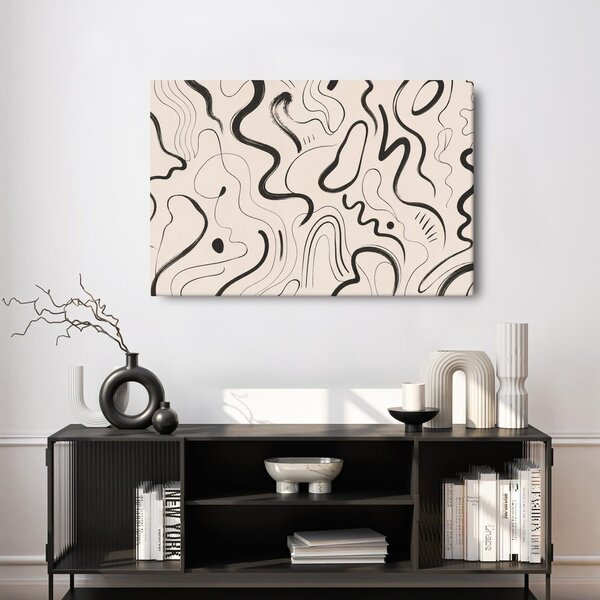 Quadro su tela – Flusso astratto di linee nere