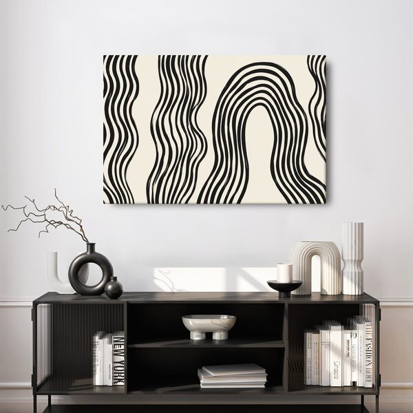 Quadro su tela – Linee ondulate astratte in bianco e nero