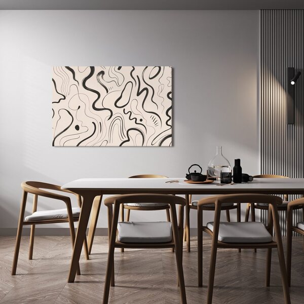Quadro su tela – Flusso astratto di linee nere