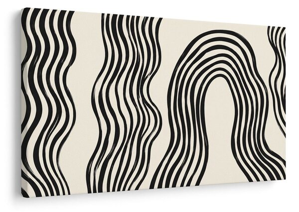 Quadro su tela – Linee ondulate astratte in bianco e nero