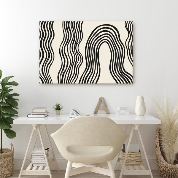 Quadro su tela – Linee ondulate astratte in bianco e nero