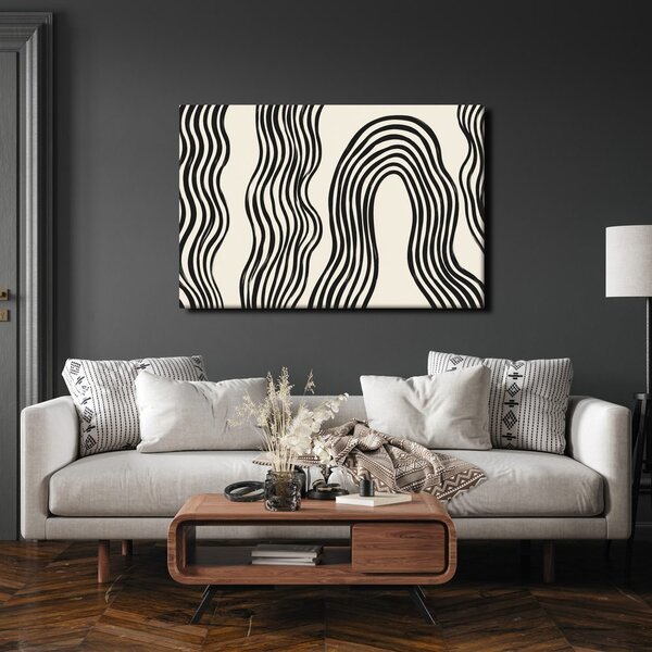 Quadro su tela – Linee ondulate astratte in bianco e nero