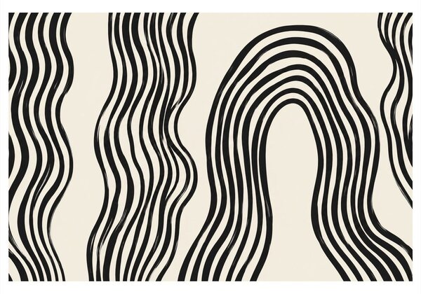Quadro su tela – Linee ondulate astratte in bianco e nero