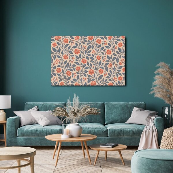 Quadro su tela – Fiori corallo su beige