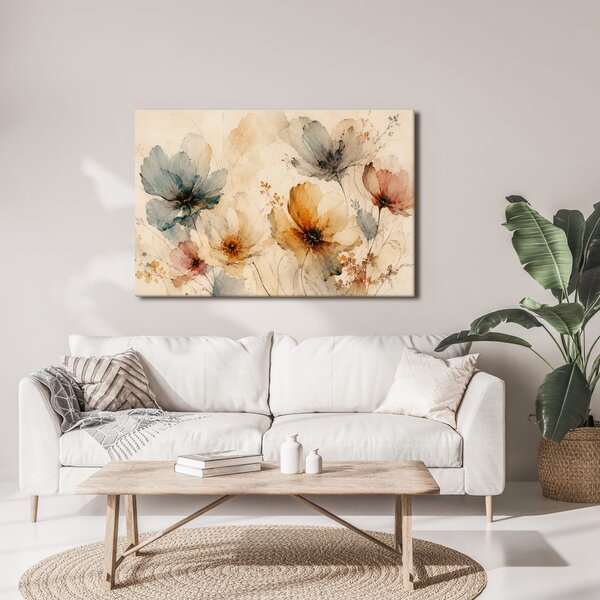 Quadro su tela – Delicati fiori di campo ad acquerello