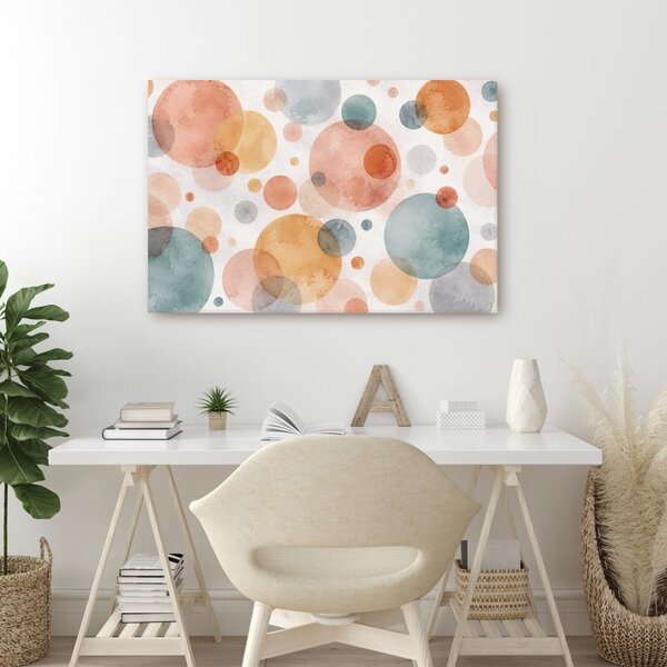 Quadro su tela – Cerchi ad acquerello in toni pastello