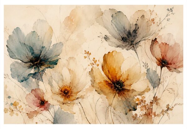 Quadro su tela – Delicati fiori di campo ad acquerello