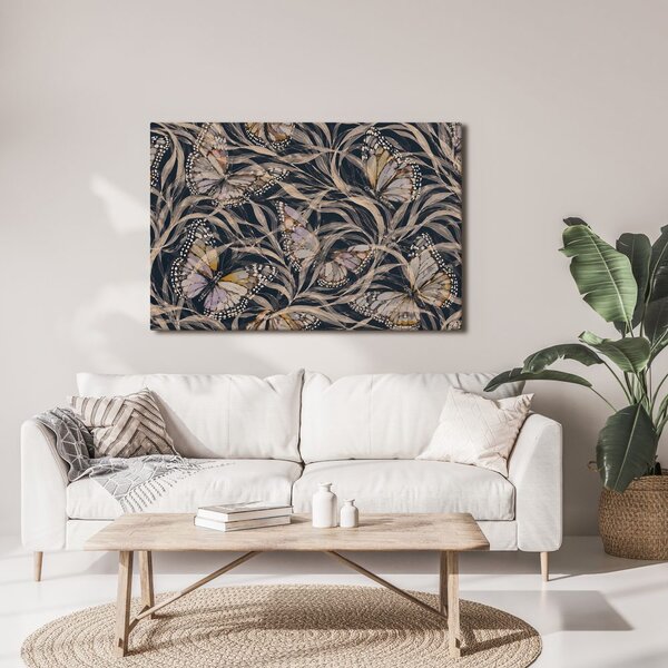 Quadro su tela – Farfalle tra la vegetazione delicata