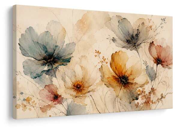 Quadro su tela – Delicati fiori di campo ad acquerello