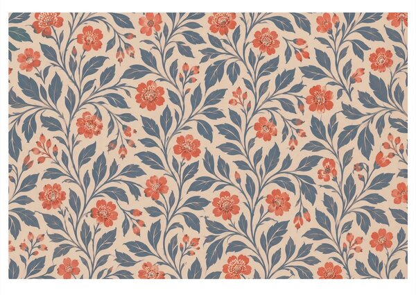 Quadro su tela – Fiori corallo su beige