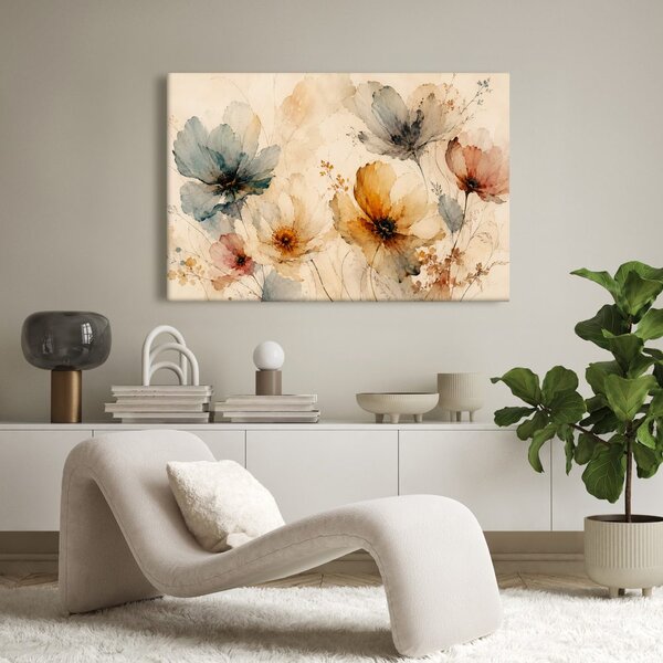 Quadro su tela – Delicati fiori di campo ad acquerello