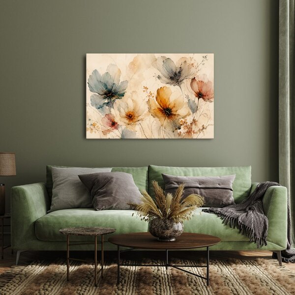 Quadro su tela – Delicati fiori di campo ad acquerello