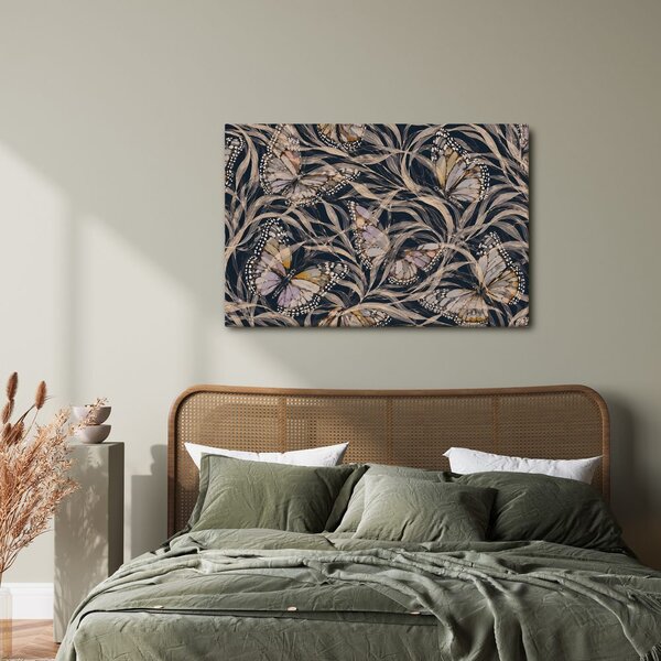 Quadro su tela – Farfalle tra la vegetazione delicata