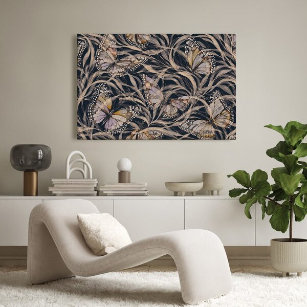 Quadro su tela – Farfalle tra la vegetazione delicata