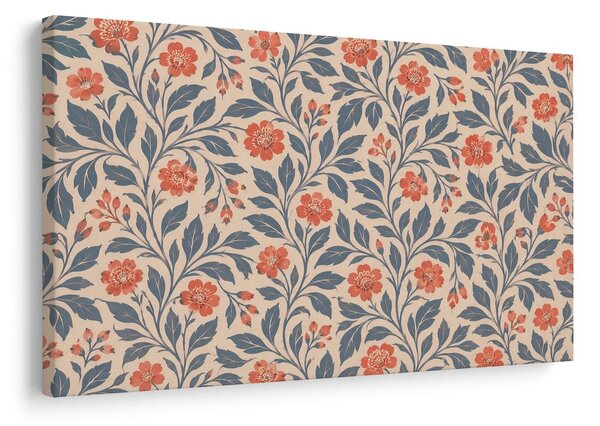 Quadro su tela – Fiori corallo su beige