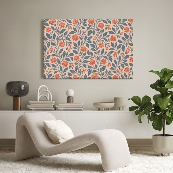 Quadro su tela – Fiori corallo su beige