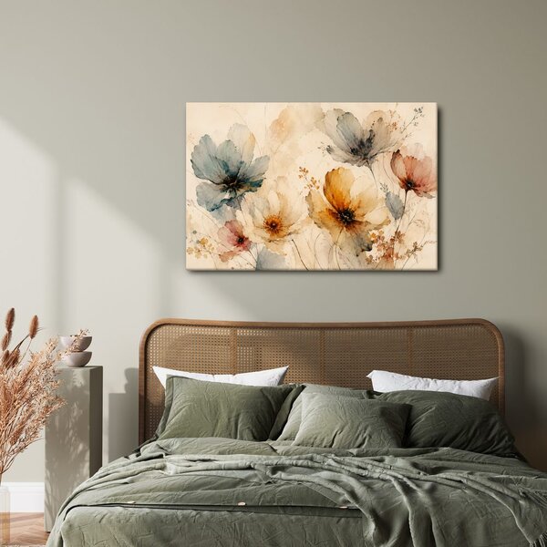 Quadro su tela – Delicati fiori di campo ad acquerello
