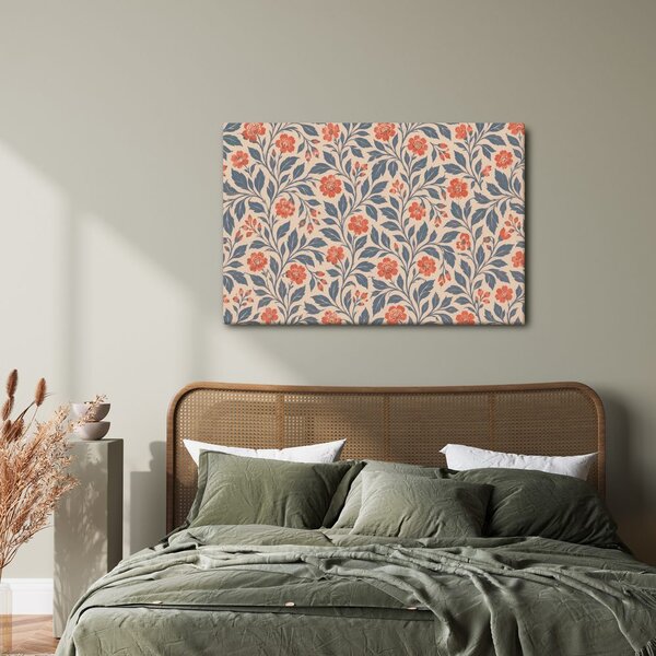 Quadro su tela – Fiori corallo su beige