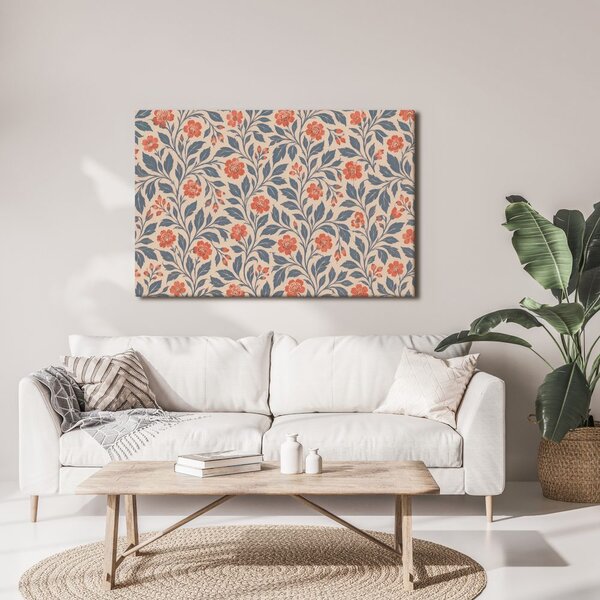 Quadro su tela – Fiori corallo su beige