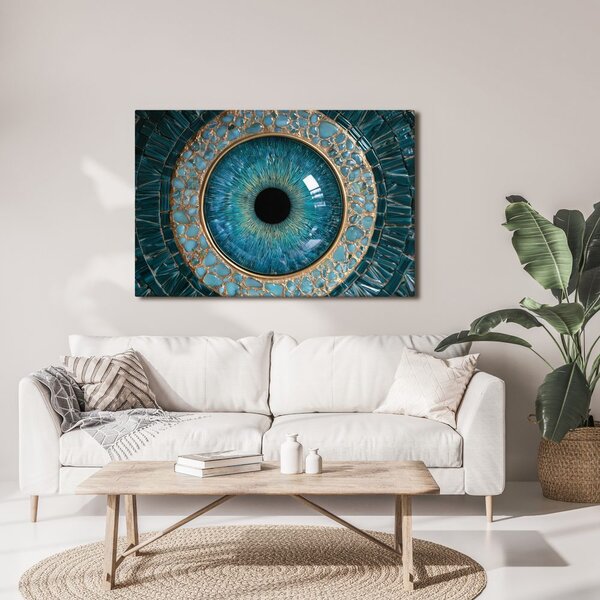 Quadro su tela – Occhio turchese nell’oro