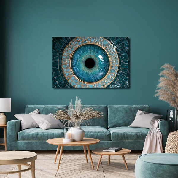Quadro su tela – Occhio turchese nell’oro