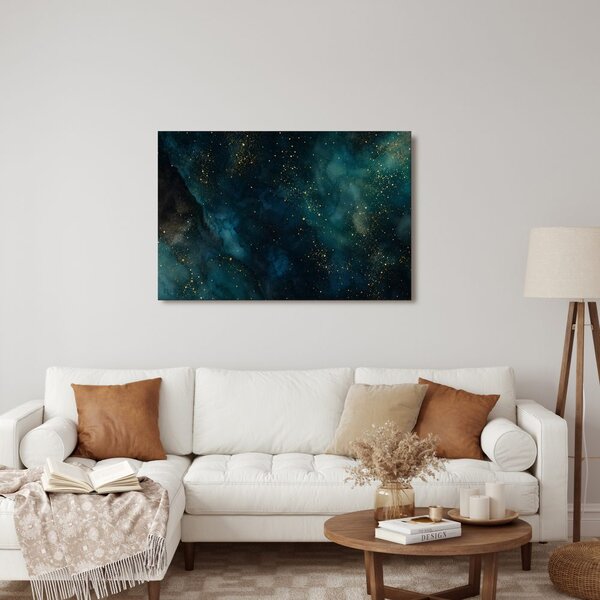 Quadro su tela – Galassia turchese con oro