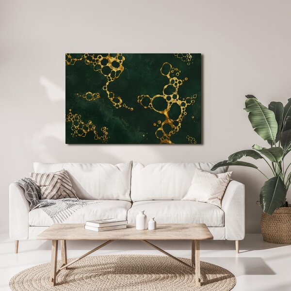 Quadro su tela – Composizione oro e verde scuro