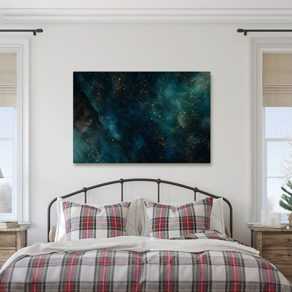 Quadro su tela – Galassia turchese con oro