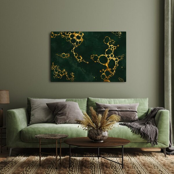 Quadro su tela – Composizione oro e verde scuro