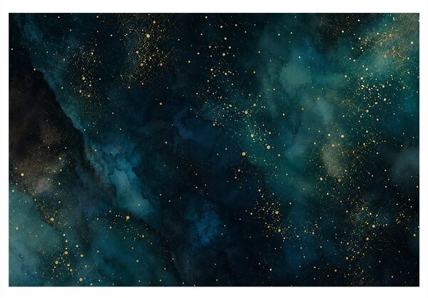 Quadro su tela – Galassia turchese con oro