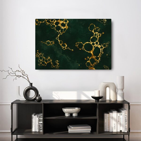 Quadro su tela – Composizione oro e verde scuro