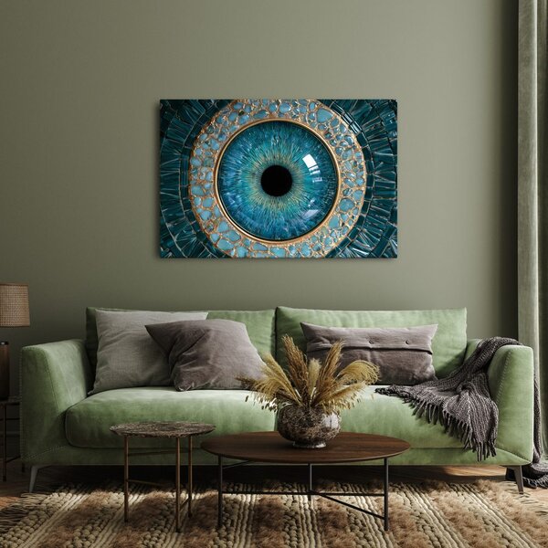 Quadro su tela – Occhio turchese nell’oro