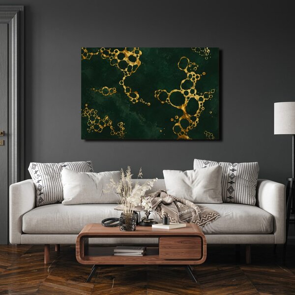 Quadro su tela – Composizione oro e verde scuro
