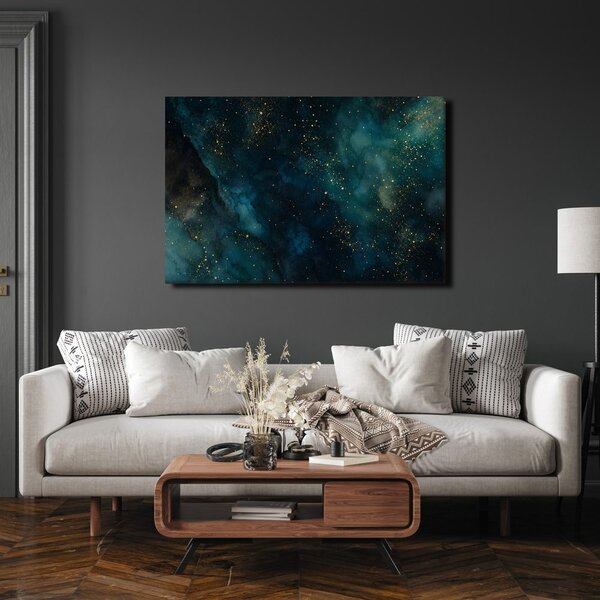 Quadro su tela – Galassia turchese con oro