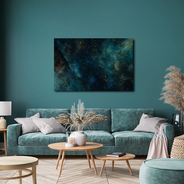 Quadro su tela – Galassia turchese con oro