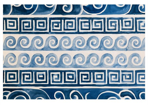 Quadro su tela – Motivi greci blu ad acquerello