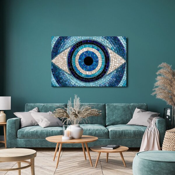 Quadro su tela – Mosaico blu di un occhio
