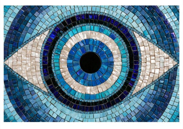 Quadro su tela – Mosaico blu di un occhio