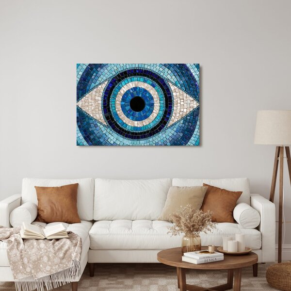 Quadro su tela – Mosaico blu di un occhio