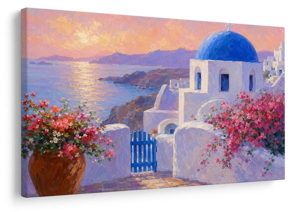 Quadro su tela – Costa di Santorini al tramonto