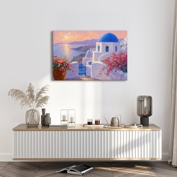 Quadro su tela – Costa di Santorini al tramonto