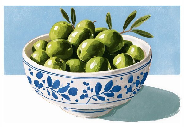 Quadro su tela – Olive verdi in ciotola